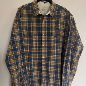 Lucky Brand Blue and Yellow Plaid Casual Button Down Shirt